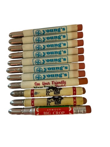 Lot Of 11 Vintage Bullet Pencils extenders Farm Livestock Related advertising