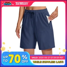 TACVASEN Lightweight Hiking Shorts Womens Quick Dry Waterproof Short 3 Zipper