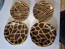 Vintage Dario Farrucci Zebra Striped Dinner Plates 4