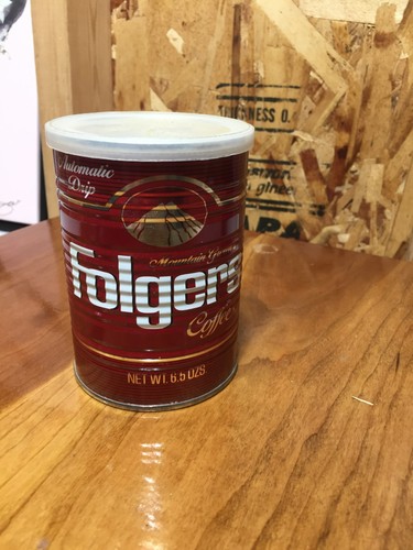 VTG Folgers 6.5 OZS Red Coffee Can With Plastic Lid Automatic Drip