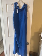 NWT MANGO MNG $90 INDIGO BLUE DRAPED STRAIGHT DRESS SZ S US 4