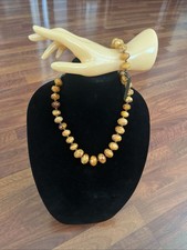 Vtg. AVON Necklace & Bracelet With Amber Colored Faceted Beads Graduated 18”-22”