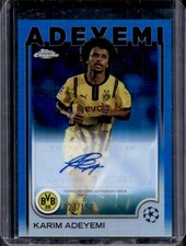 2024-25 Topps Chrome UEFA Karim Adeyemi Auto Blue Refractor #/150 Dortmund