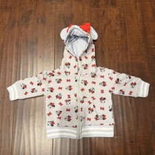 Disney Baby Minnie Mouse Full Zip Hoodie Jacket All Over Print Grey 12M
