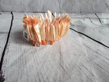 Orange Coral Real Shell Stretch Bracelet Chunky Vacation Beach Nice Elastic Boho