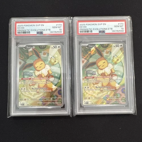 2025 POKEMON SVP EN-SV BLACK STAR PROMO #173 EEVEE Pair Of Sequential PSA 10