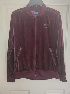 adidas Red Velvet Velour Full Zip Track Jacket Large | eBay