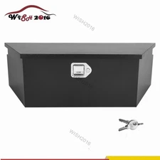 39"X12"X16.5" Tongue Truck Box Black Heavy Duty Steel Trailer Tongue Box w/ Lock