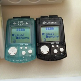 SEGA Dreamcast Hello Kitty Green Clear Console 2 Controllers 2 VMU Set Tested