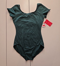 Capezio CC400 Women XL Hunter Green Short Sleeve Leotard NWT Dance Ballet