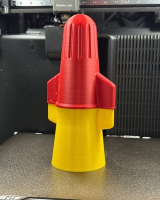 Giant 3D Printed Wire Connector | Red Yellow Electrician Decor