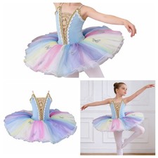Girls Skirted Competitions Leotard Stage Performance Ballerina Jazz Tutu Dress