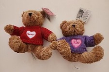 TWO Galerie Valentines Day TEDDY Sweater BEARS 6  Brown Plush Sweet  Kiss NEW