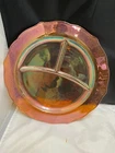 4 Federal Normandie Carnival Glass Iridescent Marigold Divided Plates Vintage