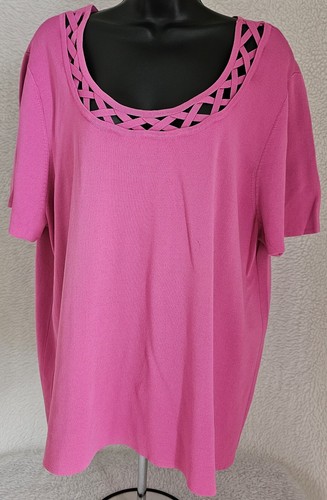 Cable & Gauge Womens Shirt Top Blouse Size 2X Short Sleeve Round Neck - Picture 7 of 24