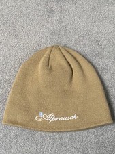 ALPRAUSCH Strickmütze - Vintage - beige mit weißem Logo - sehr gut erhalten