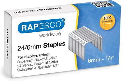 Rapesco S24607Z3 246 mm Galvanised Staples, Box of 1,000