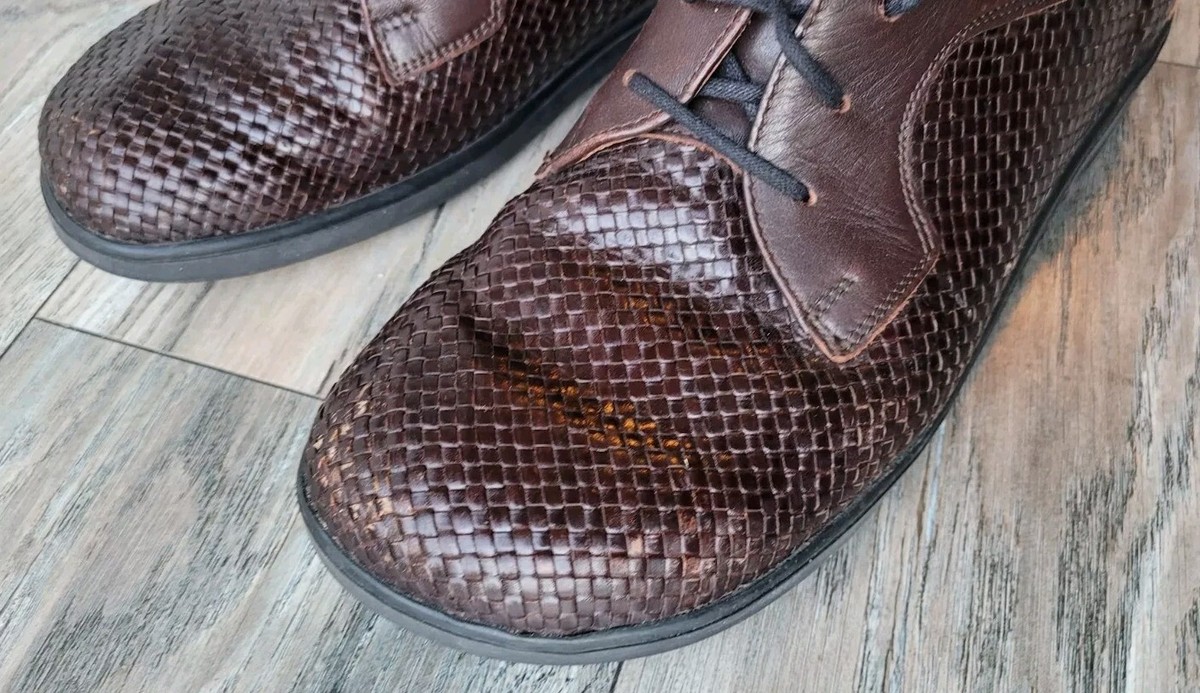 Highlander Brown Leather Men\'s Shoes made in Germany Quality Mens Brown Woven Leather Highlander Germany Shoes  main image 3