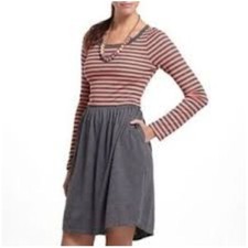 Saturday Sunday Anthropologie M Gray Striped Knit Dress Pockets