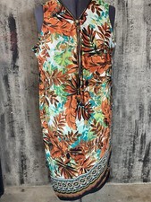 CB EST 1962 Sleeveless Dress 2X Plus Size Orange Colorful Island Trópical Sun