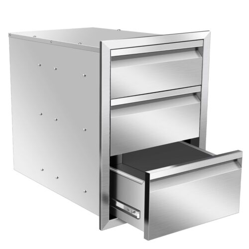 Outdoor Kitchen Triple Drawer 16Wx21Hx23D Inch BBQ Drawer with Exquisite Handle