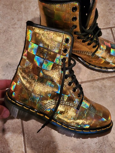 Doc Dr. Martens Holographic Metallic Gold Boots Made In England RAR Gr. 6
