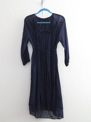 Malia Mills Navy Summer Dress Size Small Women's Cotton Layer Blouse