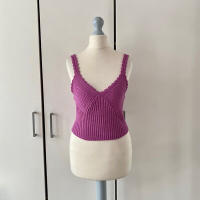 Free People Take Me Home Swit Cami Gr. M Medium Lila Strick Crop