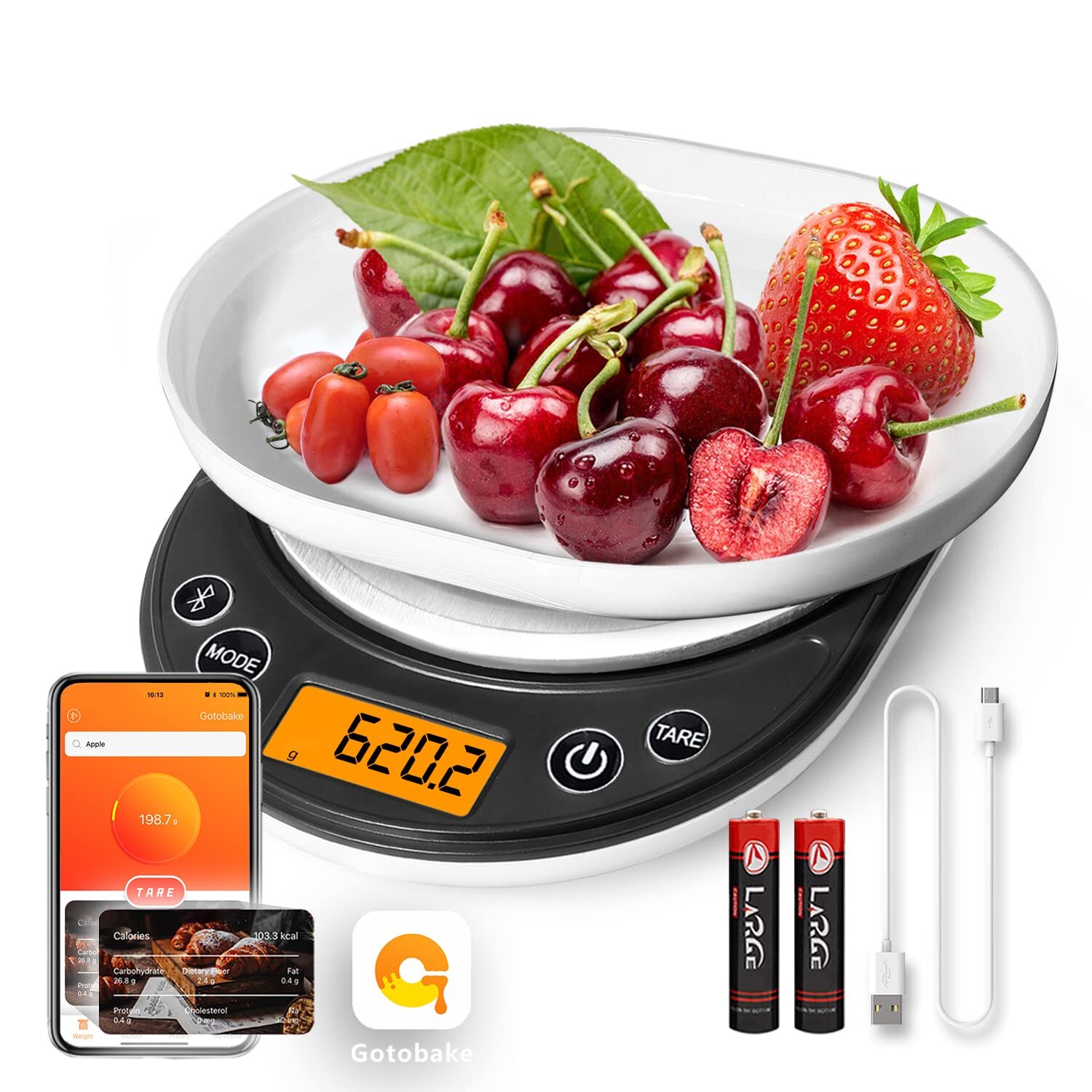 Smart Digital Food Scale Grams and Ounces, Kitchen Food Scale with Nutritiona...