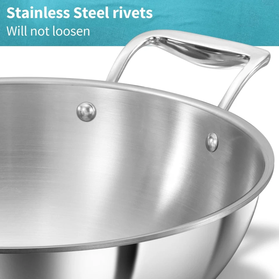 Hawkins Pro Triply Stainless Steel 26 cm, 3,5 Ltr, Deep Fry Pan/Kadai - Spedi... - Immagine 2 di 4