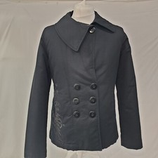 Rip Curl Women's Cotton Coat Size L Padded Embroidered Jacket Black