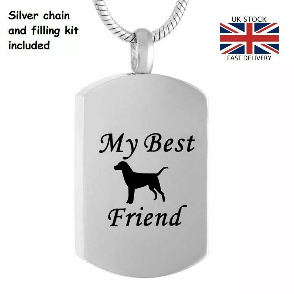 Pet Dog My Best Friend Cremation Urn Pendant Ashes Necklace Funeral Memorial UK