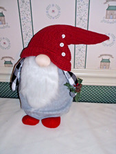 KURT ADLER- 14." FABRIC SANTA GNOME WITH RED KNITTED HAT-NEW-2021
