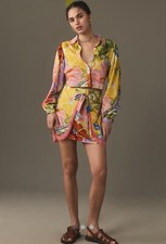 Farm Rio Long Sleeve Fringe Mini Dress Anthropologie  NWT Large