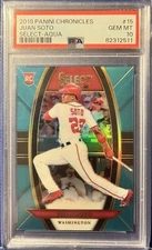 🔥💎Pop Only 60!! 2018 Panini Select JUAN SOTO Aqua Prizm /299 RC Rookie PSA 10