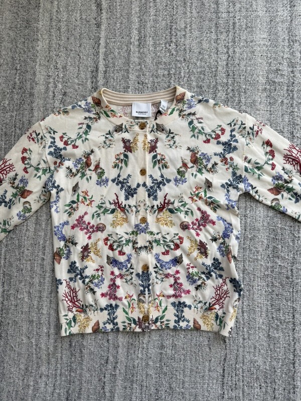 NWT BURBERRY Kids Coral-Print Cardigan Size 10Y $440