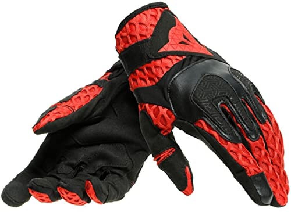 (TG. M) DAINESE AIR-MAZE UNISEX GLOVES BLACK RED M - NUOVO