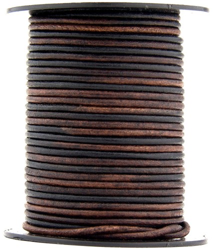 Cordon en cuir rond colorant naturel Xsotica® Gypsy Sippa 2 mm 50 mètres (54 verges) - Photo 1 sur 3