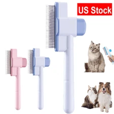 Self Cleaning Pet Cat Dogs Hair Grooming Brush Cat Flea Comb with Release Button