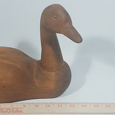 Vintage Carved Wood Duck Goose Decoy Natural Woodgrain Unpainted