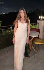 NWT ZARA WOMAN ZW COLLECTION SEQUIN MIDI DRESS WHITE/ECRU 8872/100 size S