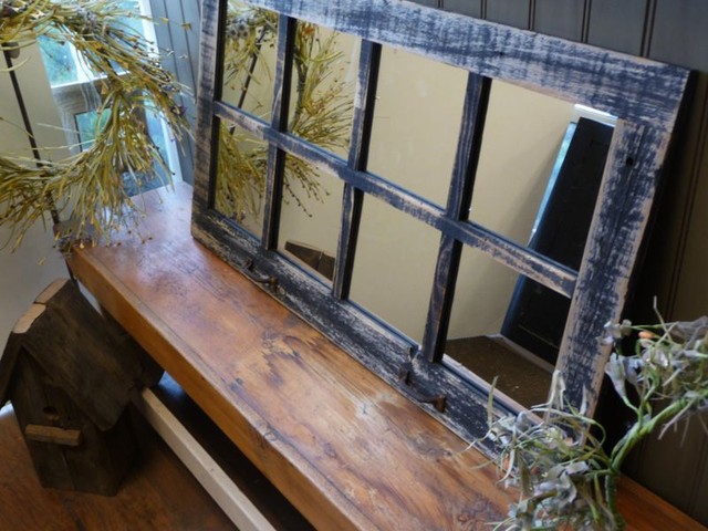 Privilege Blue Vintage Reclaimed Wood Wall Mirror For Sale Online