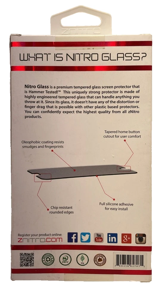 ZNitro Tempered Glass Screen Protector for Apple iPhone 6/6s, Clear - Image 3 of 4