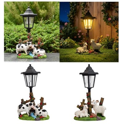 Garten Statue Resin Skulptur mit Solar Laterne schönes Geschenk Deko wetterfest