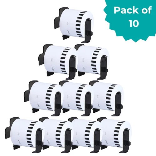 10 Rolls DK-22205 Continuous Paper Address Label Sticker, 62mm(W) x 30.48m(L),