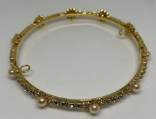 Vintage 2000 Gold Rhinestone Pearl Hair Accessory Wedding BUN WRAP Prom Gift
