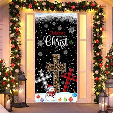 Nativity Christmas Door Cover Christmas Begins with Christ Front Door Decorat...