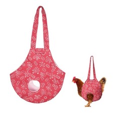 1-Pack Chicken Carrying Bag, Linen Chicken Sling Holder Purse Red 