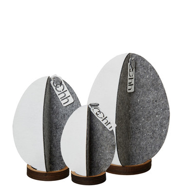 Deko Eier 3er Set grau weiß  Standing Egg Set of 3 grey white