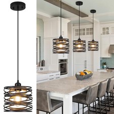 Pendant Light, Kitchen Island Hanging Light Fixtures Wood Farmhouse Metal Pendan